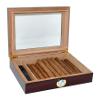 DUCIHBA Cigar Humidors Holds 20-25 Cigars Box, Tempered Glass Top Display, Handcraft Spanish Cedar Wood Desktop Storage Cigar Case with Divider, Humidifier and Hygrometer, Walnut Brown & Black view 4