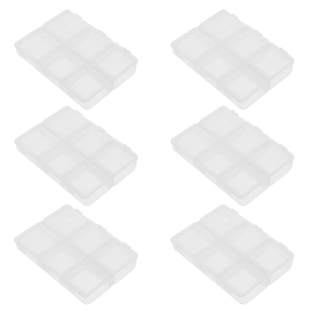 6pcs Transparent Braille Pill Containers with Compartments for Easy Organization Portable Storage for Home Travel for Medication Management and Daily Use