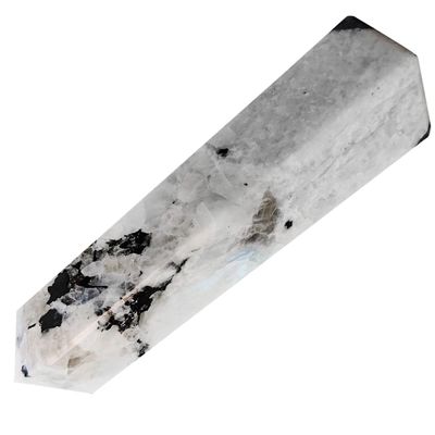 Shubhanjali Rainbow Moonstone Crystal Pencil Tower, Reiki Healing and Meditation 9-11 Cm Approx -White