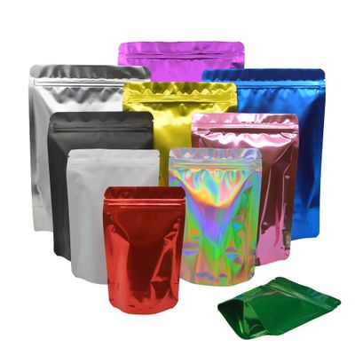 Haohotip 100 Pieces Resealable Colored Stand Up Aluminum Foil Zip Lock Packaging Bag Self Seal Metallic Mylar Zipper Packing Bag Food Grade Pouches Baking Snack (Black Matte,7.1x10.2 Inch)