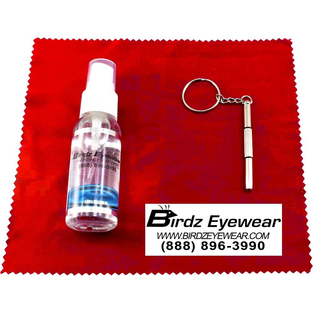 Birdz Eyeglass Sunglass Lens Cleaner Cleaning & Repair Kit Spray Cloth Tool & Key Chain
