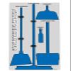 5S Housekeeping Shadow Board Broom Station Gray/Blue (with Broom Kit) view 1