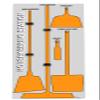 5S Housekeeping Shadow Board Broom Station Gray/Orange (with Broom Kit) view 1