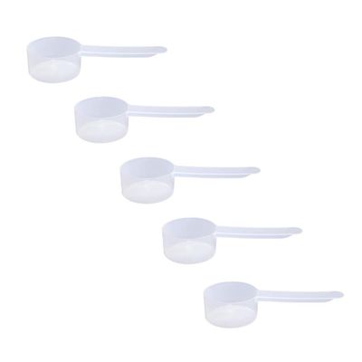 Plastic Measuring Scoop, (25 cc | 5 TSP | 1.67 Tablespoon | 25 mL) Long Handle Spoons for Powders, Granules, Coffee, Pet Food, Baking Supplies, Protein and Other Dry Goods, BPA Free (Set of 5)