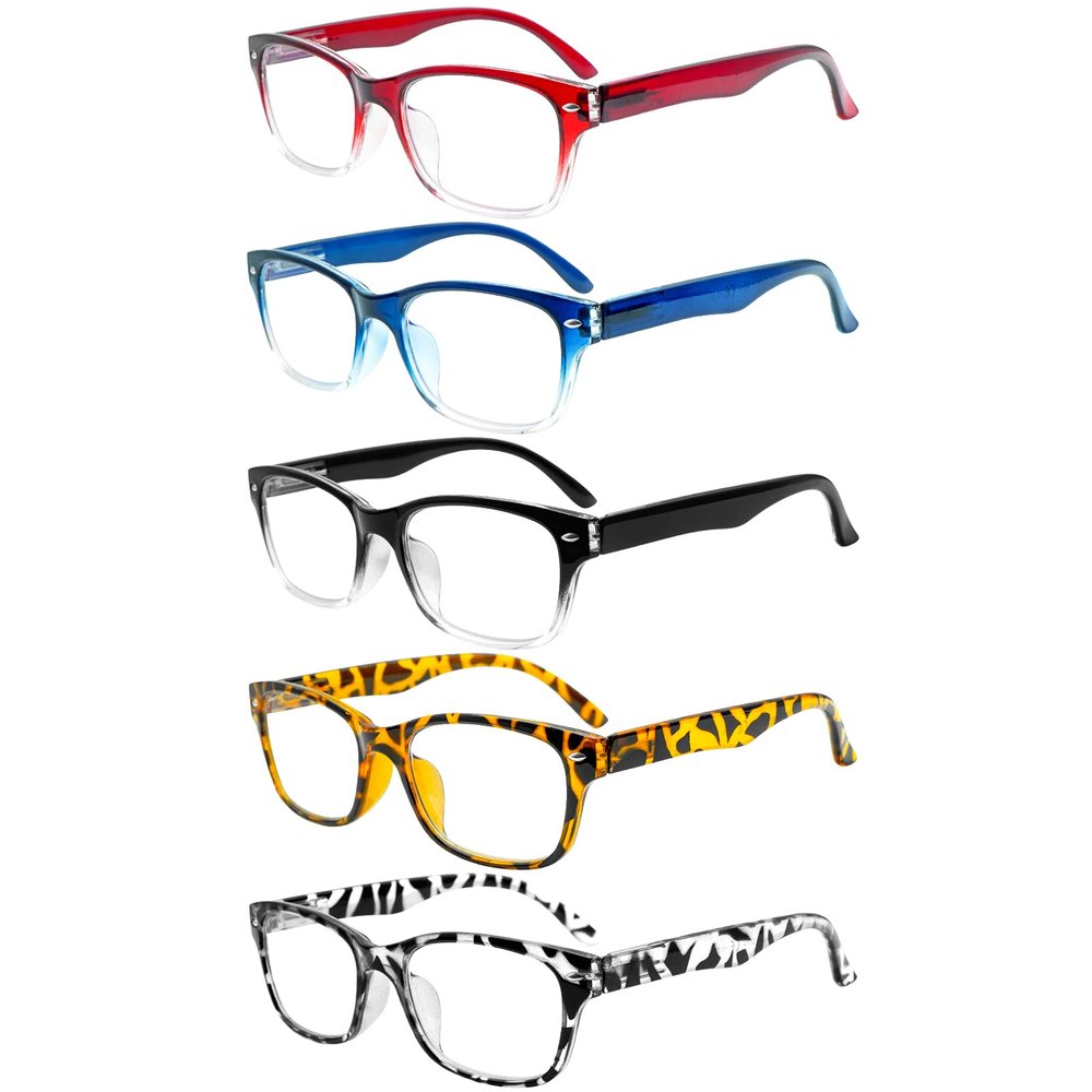 SIGVAN Reading Glasses 5 Packs Blue Light Blocking Eyeglasses Quality Spring Hinge Colorful Computer Readers for Women Men (5C A, 3.5, multiplier_x)