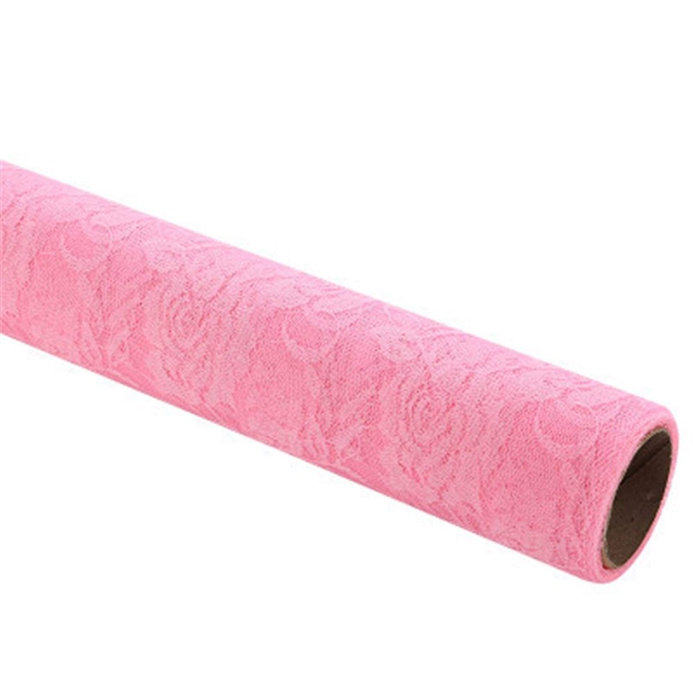 YUNSI Gift Wrap Paper 50cm*5 Yard Creative Rose Pattern Gift Wrapping Paper Roll Florist Supplies Flower Wrapping Mesh Lace (Color : Pink)