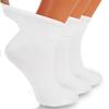 AWS/American Made Men's Cotton Diabetic Ankle Socks Loose Wide Seamless Toe Non Binding Top 3 Pairs (White, Shoe Size: 5-7) view 1