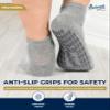 Pembrook Diabetic Ankle Socks for Men & Women with Grips | 6 Pairs Quarter Length Wide Non Binding Diabetic for Men Non Slip | Edema, Neuropathy for Women & Men | Loose Socks view 3