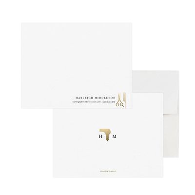 Personalized Hair Stylist Note Cards with Envelopes, Beautician Gifts for Women Stationary Paper, Custom Hairdresser Thank You Cards, Your Choice of Quantity and Envelope Color