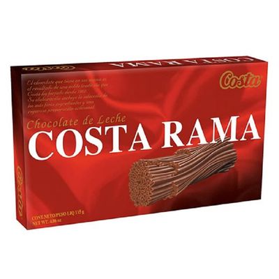 2X Costa Rama Milk Chocolate. 115 Grms Each (4.06 Oz). Total 230 Grms (8.12 Oz). Traditional Chilean Chocolate
