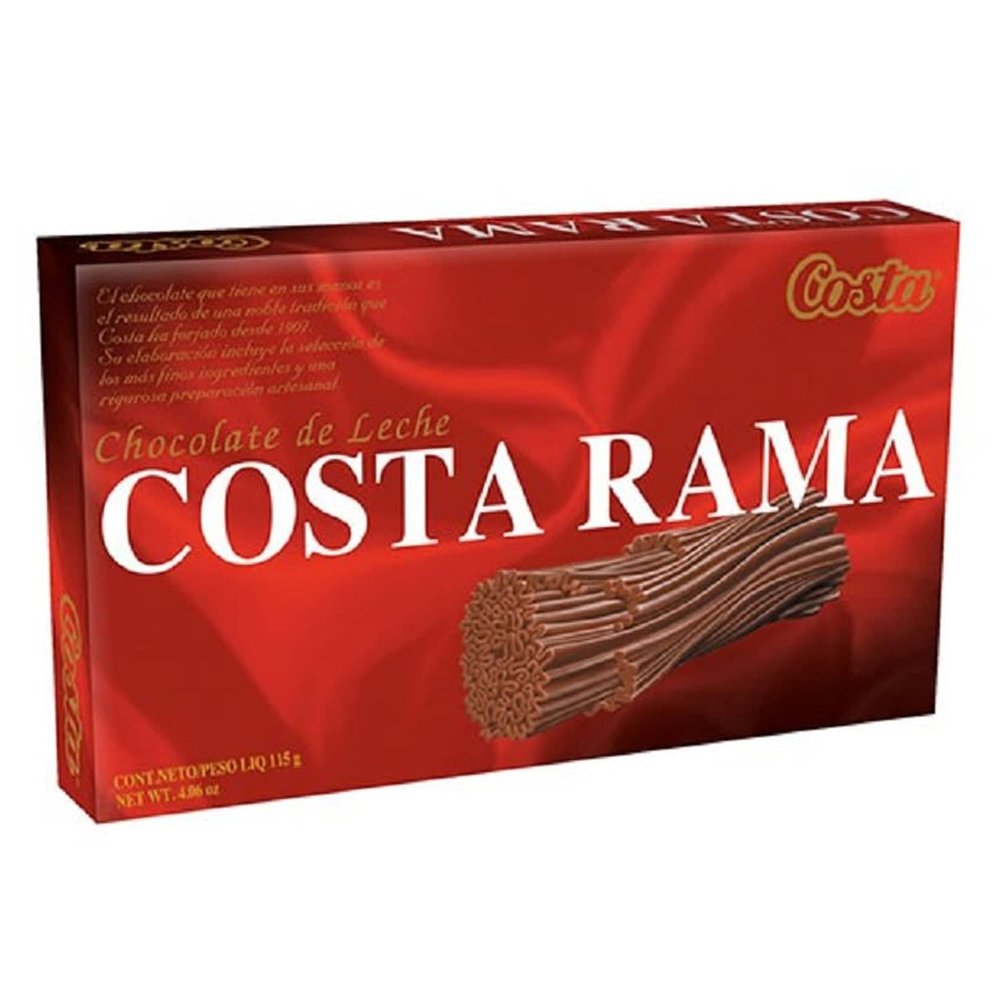 2X Costa Rama Milk Chocolate. 115 Grms Each (4.06 Oz). Total 230 Grms (8.12 Oz). Traditional Chilean Chocolate