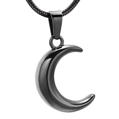 OIJH Classic Crescent Moon Stainless Steel Cremation Jewelry-Pet/Human Funeral Memorial Necklace Moon-Black_