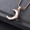 OIJH Classic Crescent Moon Stainless Steel Cremation Jewelry-Pet/Human Funeral Memorial Necklace Moon-Black_ view 2