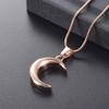 OIJH Classic Crescent Moon Stainless Steel Cremation Jewelry-Pet/Human Funeral Memorial Necklace Moon-Black_ view 4