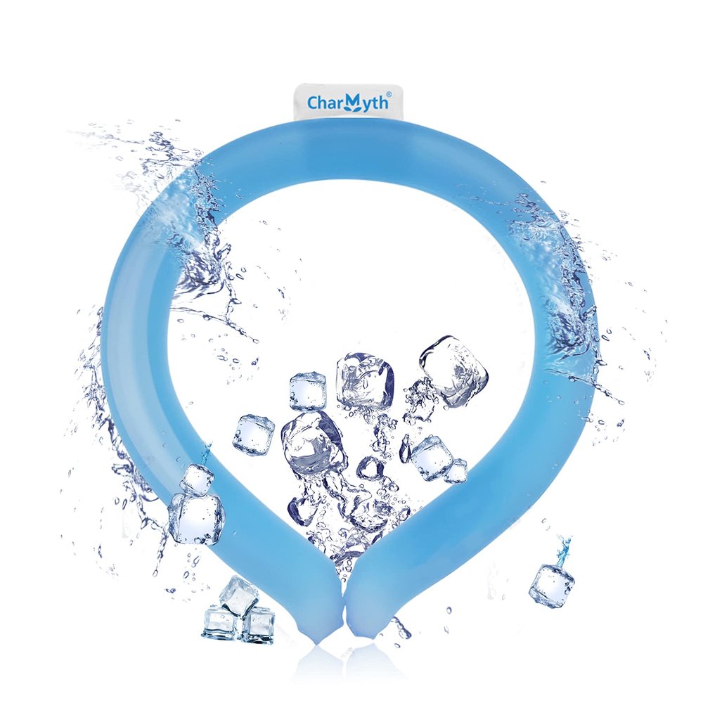 Neck Cooling Tube Reusable Ice Cooler Ring Instant Cooling Below 15C (59F) Portable Neck Wrap for Summer Outdoor & Indoor Use Heat Relief & Comfort (Blue)