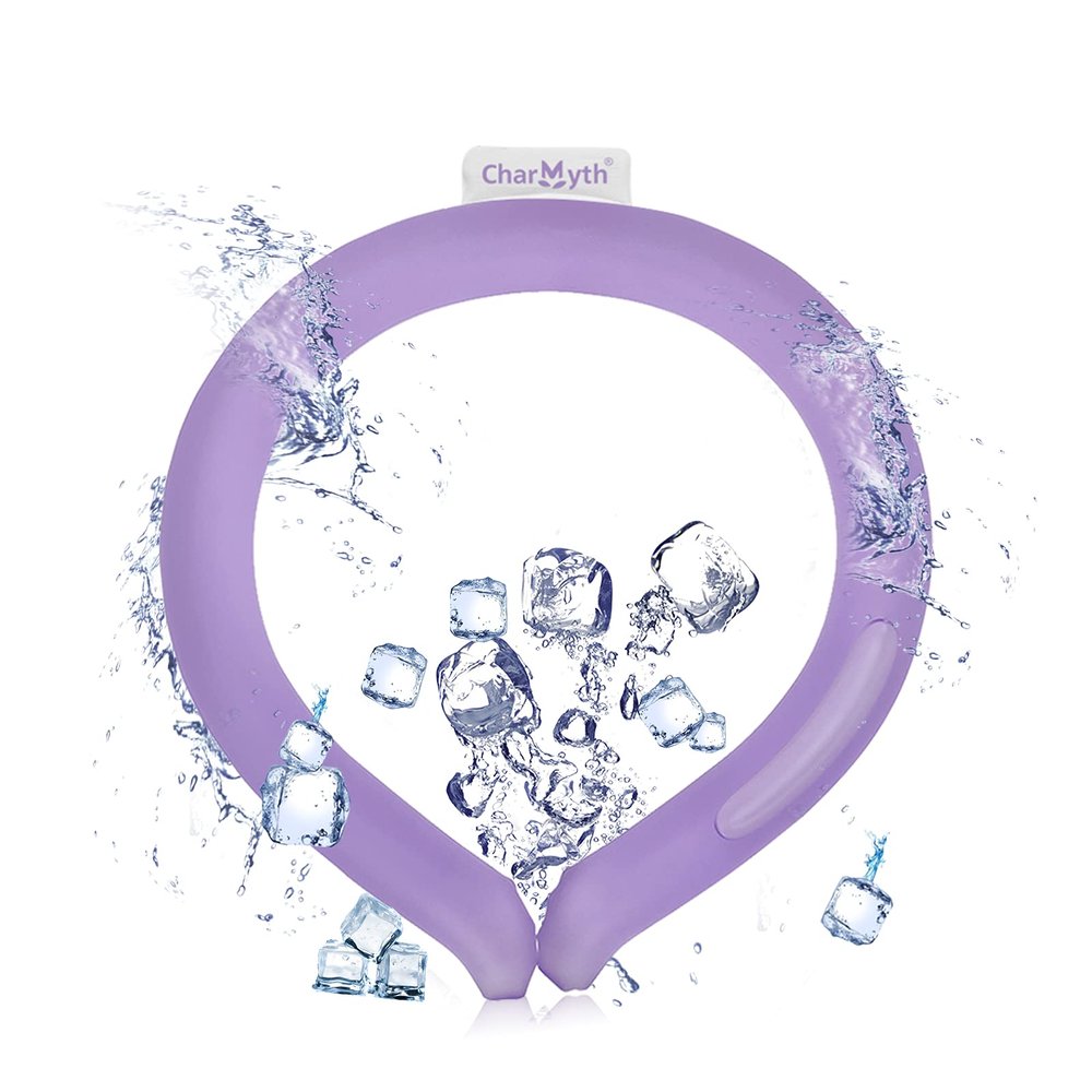 Neck Cooling Tube Reusable Ice Cooler Ring Instant Cooling Below 15C (59F) Portable Neck Wrap for Summer Outdoor & Indoor Use Heat Relief & Comfort (Purple)