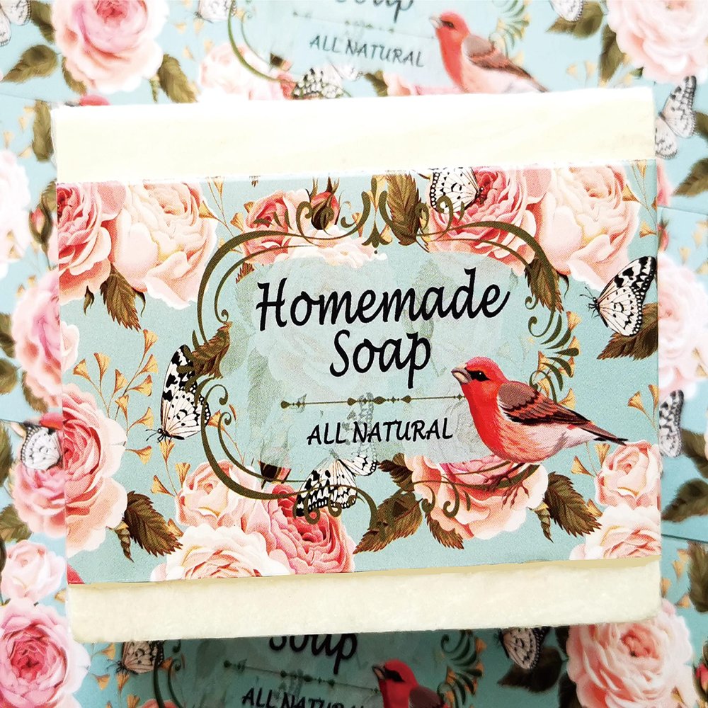 ZZYBIA Wrap Paper Tape for Homemade Soap Bar Handmade Products Horizontal Set (H2- Rose Garden)