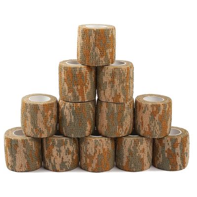 12 Pack Self Adhesive Bandage Wrap, Camouflage Cohesive Tape(Beige Camoflage)