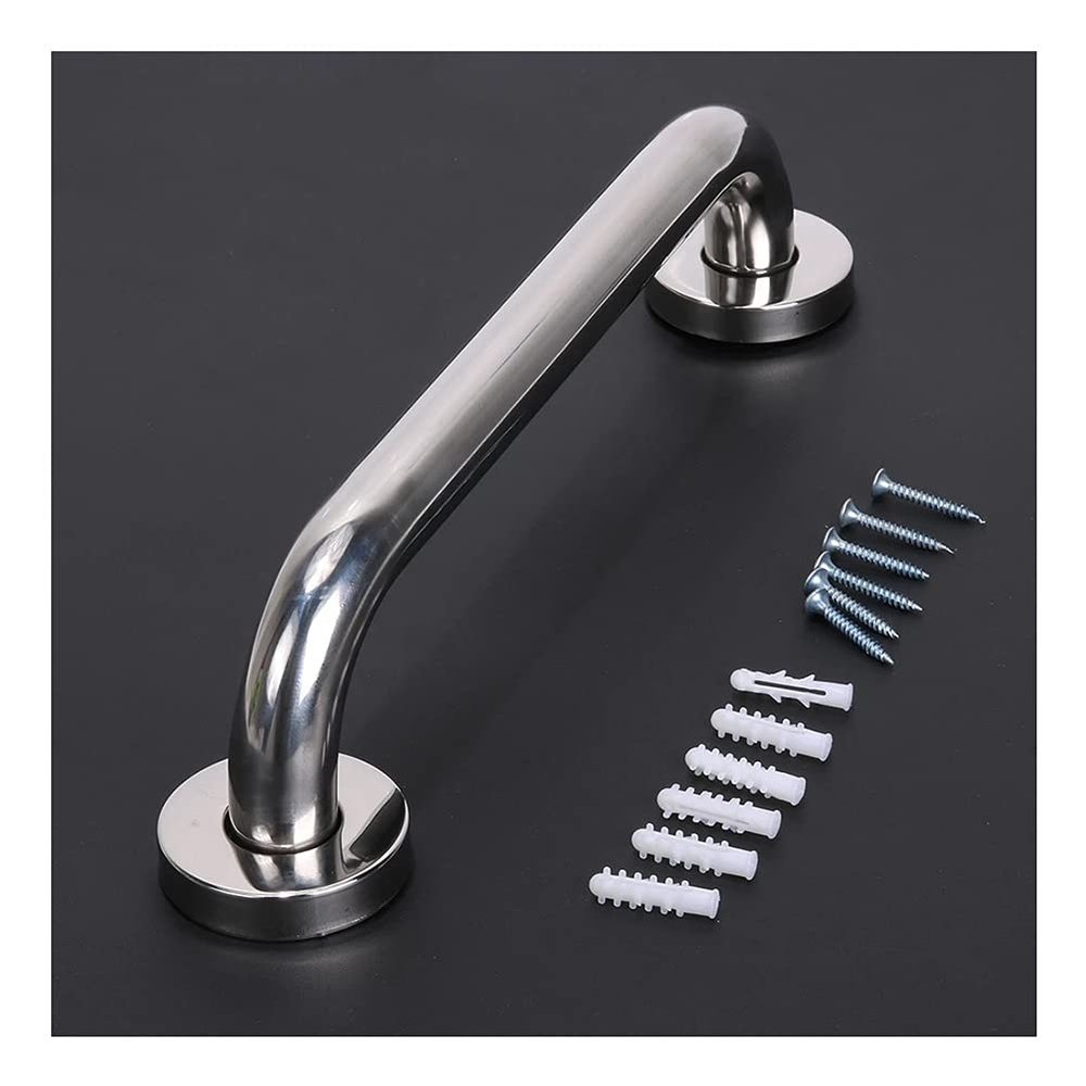 LSXIAO-Wall Art Shower Safety Handle, Stainless Steel Grab Rail, Bathroom Balance Bar, Polished Finish Including Screws for Tub, Handicap, Elderly, Injury (Color : Silver, Size : 150cm)