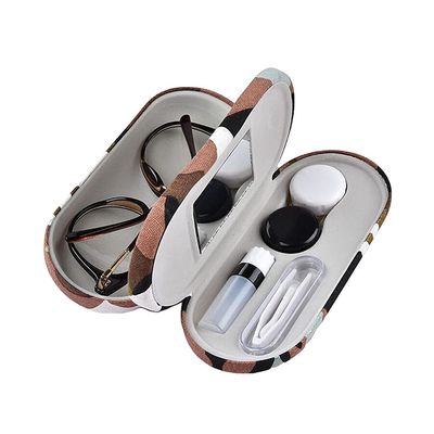 Kanasi Contact Lens Case with Mirror Tweezers Remover, 2 in 1 Double Eyeglass Case, Double Sided Portable Contact Lens Box for Home, Office and Travel, Size: 6.3 x 2.8 x 2.2 inches