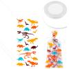 100 Pieces Dinosaur Cellophane Bags Clear Dinosaur Skeleton Party Favors Bags with a Roll of White Ribbon for Chocolate Candy Snacks Cookies Themed Party Supplies view 1