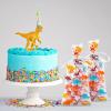 100 Pieces Dinosaur Cellophane Bags Clear Dinosaur Skeleton Party Favors Bags with a Roll of White Ribbon for Chocolate Candy Snacks Cookies Themed Party Supplies view 3