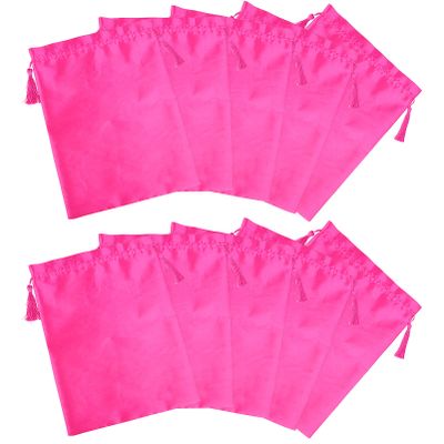 10 Packs Wig Bags Satin Packaging Pouches Carrying Storage Bags with Drawstring for Wigs, Bundles,Hair Extensions,Tools, Business gift bags (Blank Rose red)