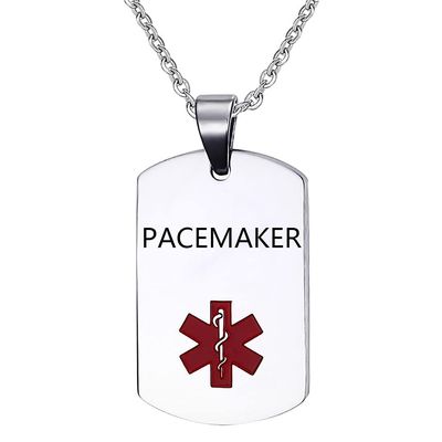 NanMuc Engraved PACEMAKER Medical ID Necklace Pendant for Men Women Stainless Steel Medical ID Tag Emergency Med Alert Necklace Jewelry