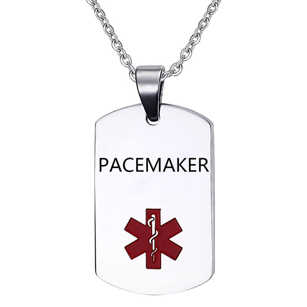 NanMuc Engraved PACEMAKER Medical ID Necklace Pendant for Men Women Stainless Steel Medical ID Tag Emergency Med Alert Necklace Jewelry