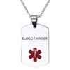 NanMuc Medical Alert ID Blood THINNER Necklace Pendant for Men Women Stainless Steel Engraved Medical ID Tag Emergency Med Alert Necklace Jewelry view 1