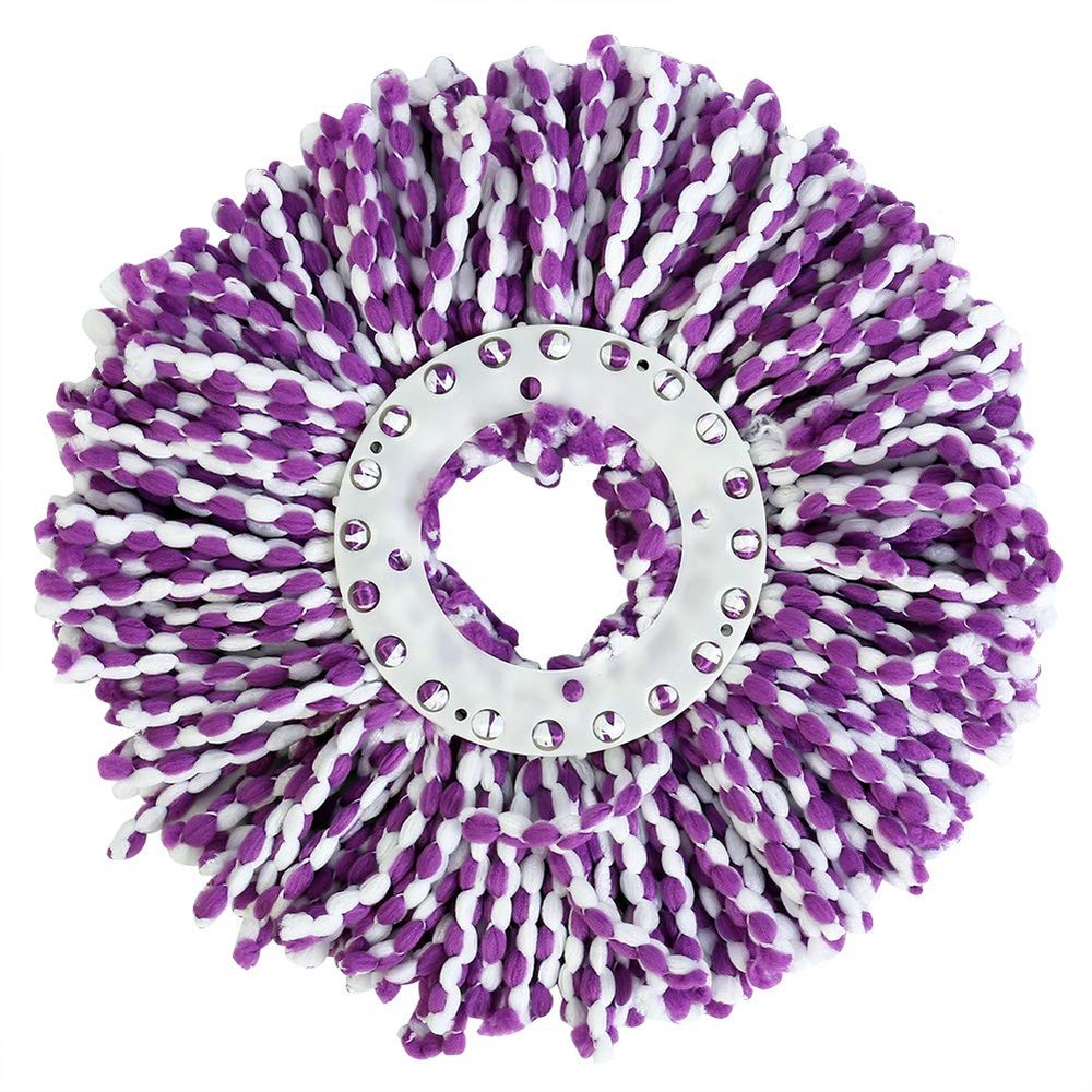 Alvinlite Rotating Mop Replacement Head Round Head Microfiber Rotary Mop Replacement Set Magic Rotation 360(Purple-White)