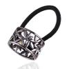 Hollow letter metal horsetail buckle hair accessories for ladies alloy tie hair rubber band high-end hair ring (gun black) view 1