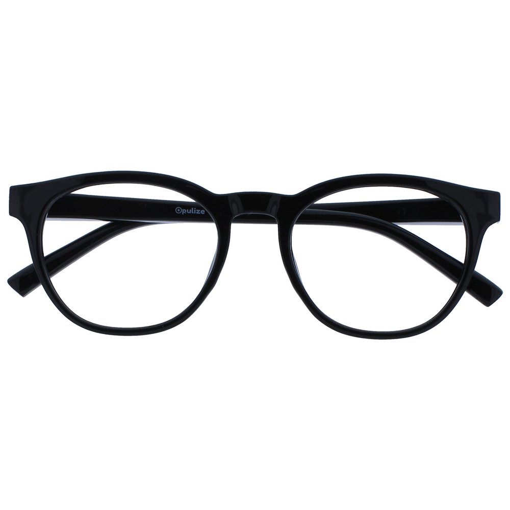 OPULIZE BLU Blue Light Blocking Reading Glasses for Women Men, Cool Round Frame with Anti-Glare Computer and Gaming Eyewear, UV and Eyestrain Protection, Black +3.50 (Pack of 1)