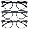 OPULIZE BLU Blue Light Blocking Reading Glasses for Women Men, Cool Round Frame with Anti-Glare Computer and Gaming Eyewear, UV and Eyestrain Protection, Black Grey Tort +0.00 (Pack of 3) view 1