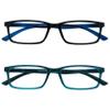 OPULIZE SEE Reading Glasses with Blue Light Blocking for Women and Men, Narrow Frame, Spring Hinges, Computer Gaming Glasses, Black,Turquoise +1 (Pack of 2) view 1