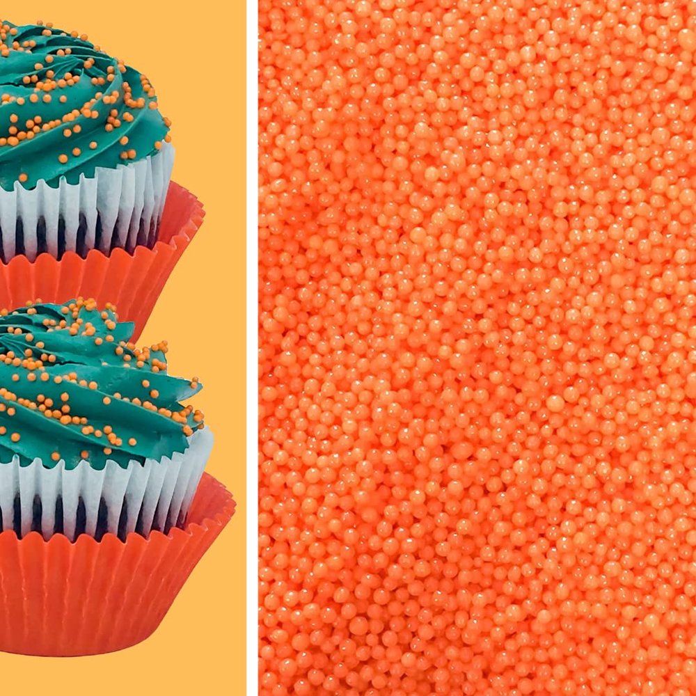 Sprinkle Deco Orange Nonpareils Bake In Sprinkle On Mini Pearls Confetti Sprinkles Toppings For Cake Cookie Cupcake Icecream Donut 6oz Bag