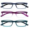 OPULIZE SEE Reading Glasses with Blue Light Blocking for Women and Men, Narrow Frame, Spring Hinges, Computer Gaming Glasses, Blue,Purple,Turquoise +2 (Pack of 3) view 1