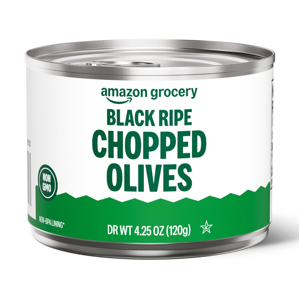 Amazon Grocery, Black Ripe Chopped Olives, 4.25 oz (Previously Amazon Fresh, Packaging May Vary)