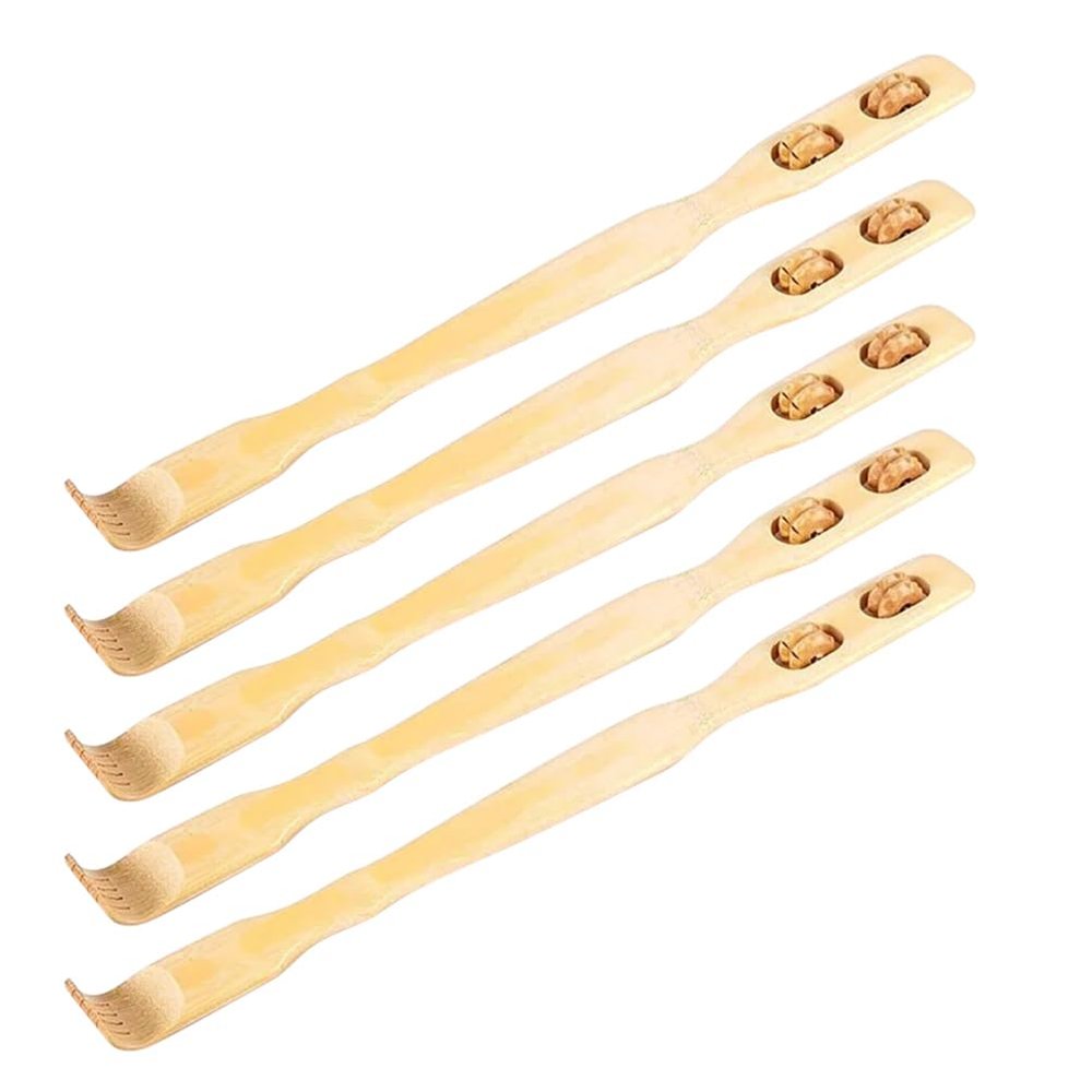 5pcs Back Scratcher Traditional Bamboo Wooden Back Massager Long Self- Massager Provide Instant Relief from Itching