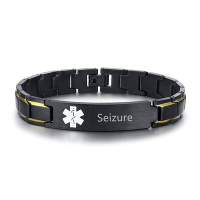 ZKXXJ Medical Alert ID Bracelets for Men Seizure - Stainless Steel Adjustable Wristband Sos Emergency Identification Bracelet,ICE Health Alert Bracelet,Allergy Awareness Jewelry