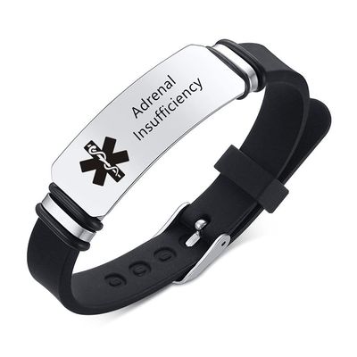 ZKXXJ Medical Alert ID Bracelets for Men Women Adrenal Insufficiency - Silicone Adjustable Wristband Sos Emergency Identification Bracelet,ICE Health Alert Allergy Awareness Jewelry