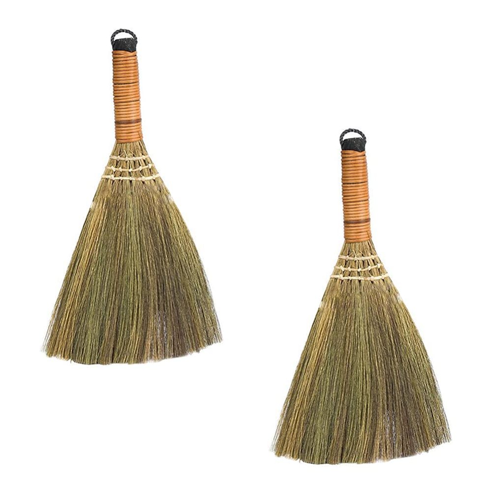 2pcs Handmade Broom Soft Small Whisk Brooms Lightweight Multi Surface Hard & Soft Floor Home Office Cleaning Dust Removal for Efficient for Home Use and Compact Spaces