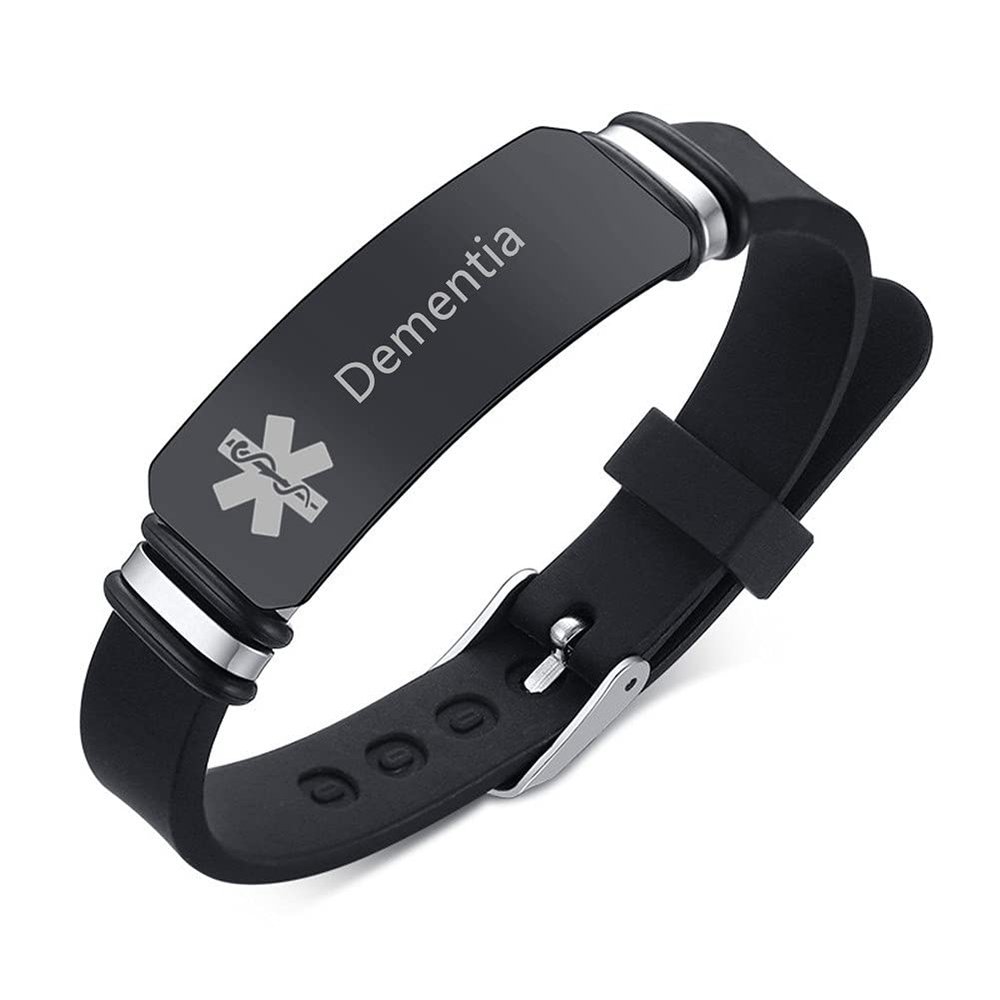 ZKXXJ Medical Alert ID Bracelets for Men Women Dementia - Silicone Adjustable Wristband Sos Emergency Identification Bracelet,ICE Health Alert Allergy Awareness Jewelry