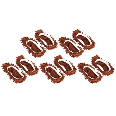 5-Pairs 10Pcs Mop Slippers for Floor Cleaning, Funny Slippers Reusable Dust Mop Head for House Office Bathroom Kitchen (Brown)
