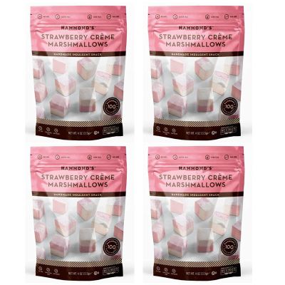 Hammonds Candies Gourmet Marshmallows  Strawberry Creme | Great for Snacking, Hot Chocolate, Smores, Baking | Gluten-Free, Kosher, Handcrafted in the USA | 4 Pack