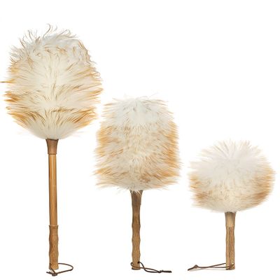Avain Wool Duster with Wood Handle, Blinds Cleaner Purifier, Brush Cleaning Tool, Lambswool Dusters for Cleaning Vehicles, Office and Housework Dusting 18.inches Long (Pure, Pack of 3)
