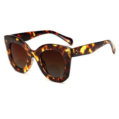 bullabulling Bifocal Reading Sunglasses for Women Cateye Designer Ladies Fashion UV Protection Sun Readers (leopard, 3.25)