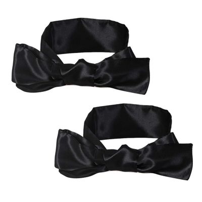 2Pcs Satin Eye Mask Sleep Mask, 157cm/62inch Adjustable Blindfold Soft Satin Eye Covers Gifts for Women for Travel, Nap, Meditation,157cm/62inch(Black)