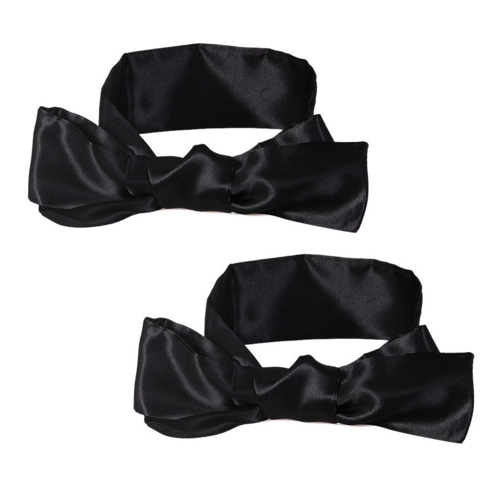 2Pcs Satin Eye Mask Sleep Mask, 157cm/62inch Adjustable Blindfold Soft Satin Eye Covers Gifts for Women for Travel, Nap, Meditation,157cm/62inch(Black)