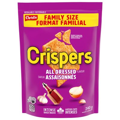 Crispers All Dressed Family Size Crackers, 240g (Imported from Canada)